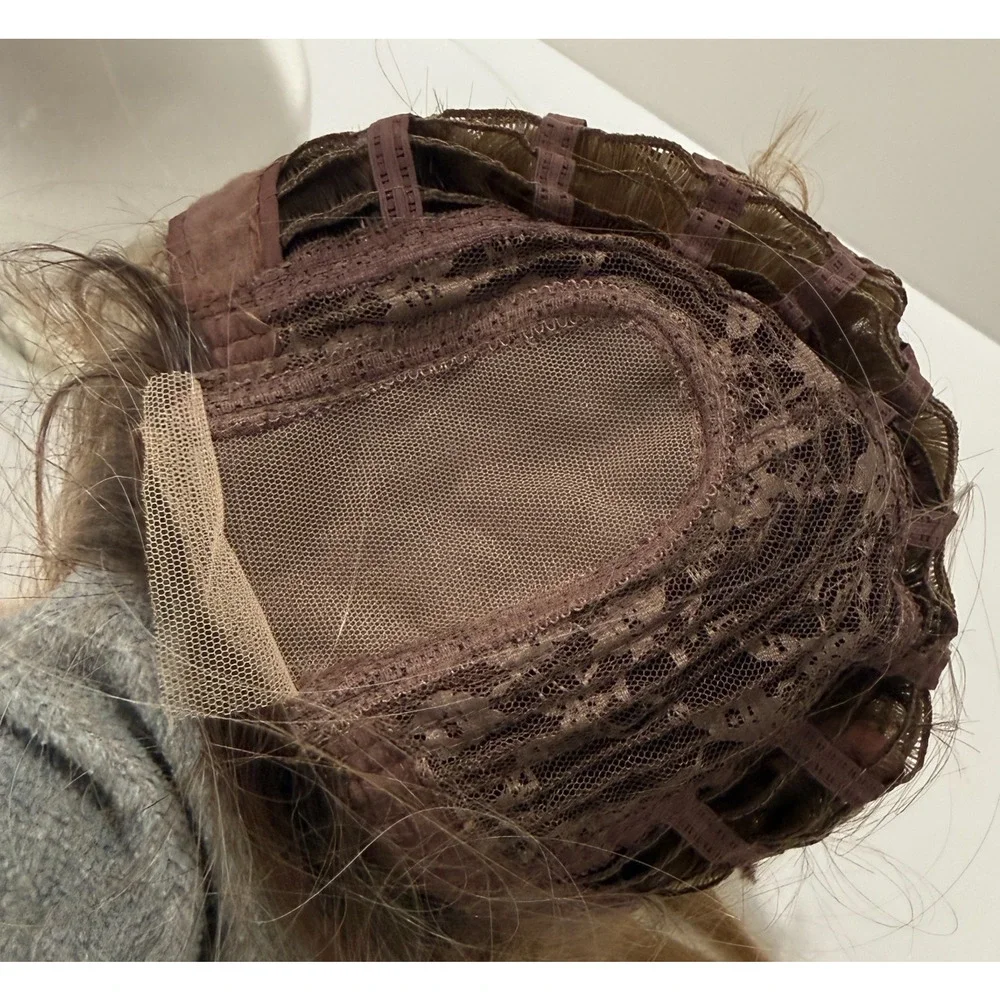 Natural Ash Brown‎ Shoulder-Length Wig Straight Medium-Length Fiber Wig w/stand